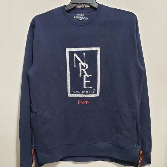 NWOT NOIRE REPUBLIQUE PARIS SWEATSHIRT BLUE SZ LARGE - Picture 1 of 8